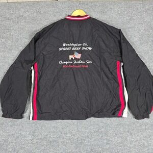 VTG GAME Sportswear Black Red White V-Neck Pullover Windbreaker Jacket Men's‎ L